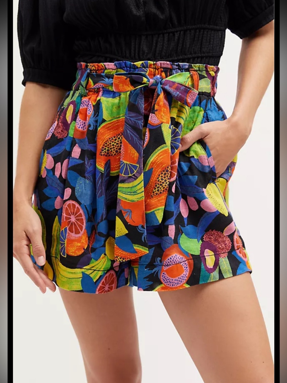 Orane sigal for anthropologie XS fruit medley linen blend shorts.